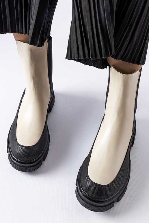 Stivaletti slip-on Faisal beige e neri