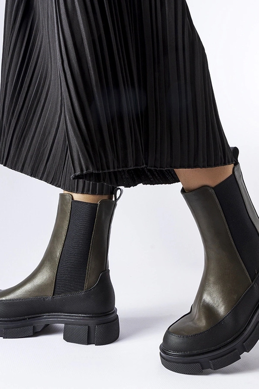 Stivaletti slip-on Faisal verdi e neri