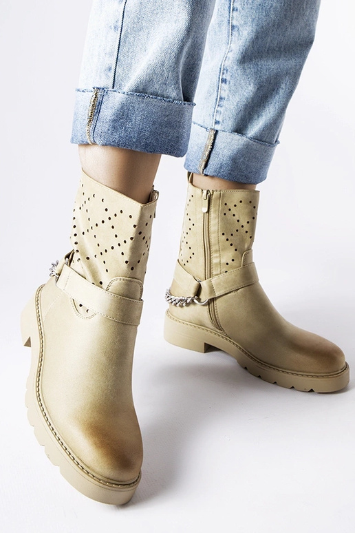 Stivaletti traforati verdi con catena...