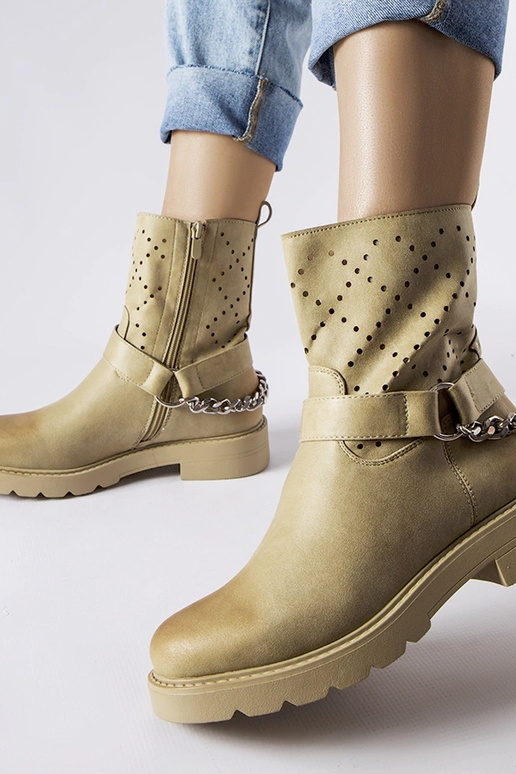 Stivaletti traforati verdi con catena...