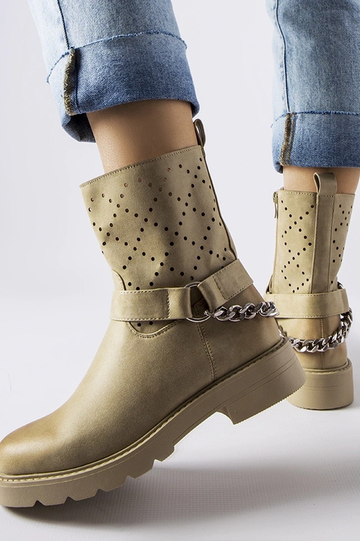 Stivaletti traforati verdi con catena...