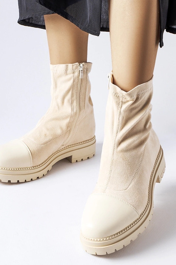 Scarpe con calze in suede sintetico color sabbia Cigliano