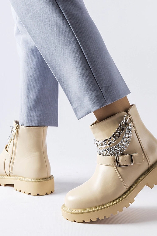 Stivaletti beige con catene...