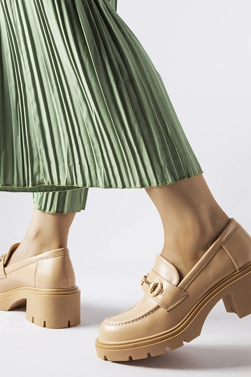 Mezze calzature color sabbia con...