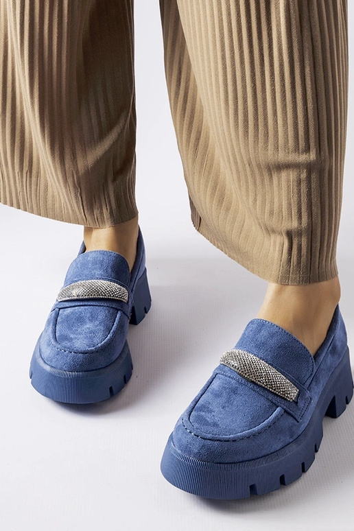 Mocassini blu con zirconi Macario