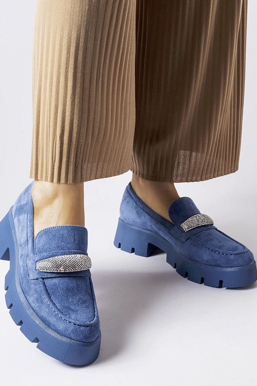 Mocassini blu con zirconi Macario