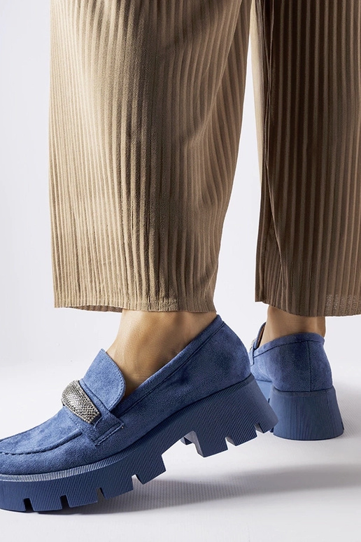 Mocassini blu con zirconi Macario