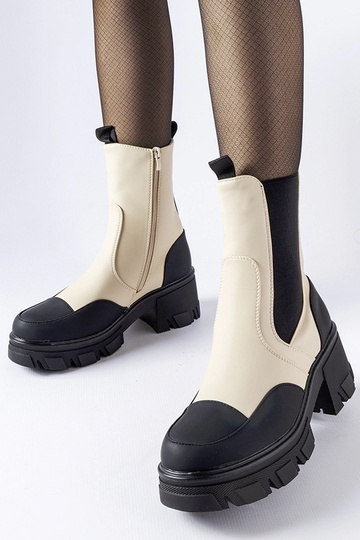 Stivaletti alla caviglia slip-on Mafalda beige e neri