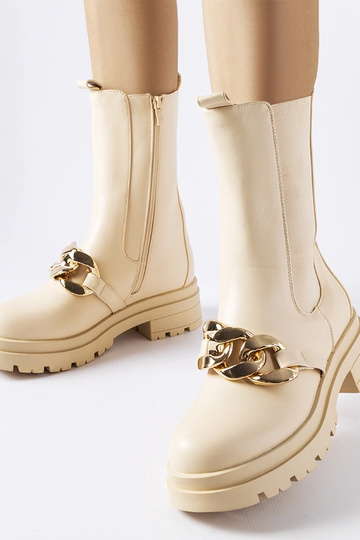 Stivaletti beige con catena Thierry
