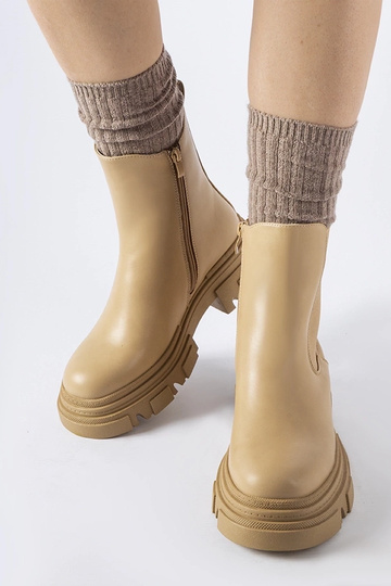 Stivaletti beige con inserto in gomma D'Isola