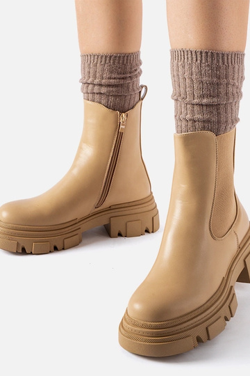Stivaletti beige con inserto in gomma D'Isola 2