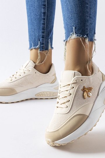 Sneakers beige e bianche con filo decorativo Acciano