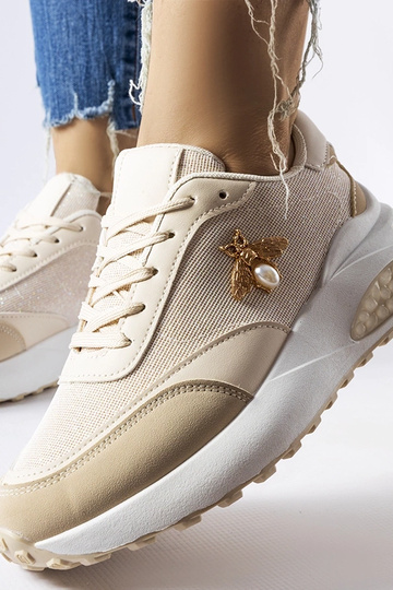 Sneakers beige e bianche con filo decorativo Acciano 2