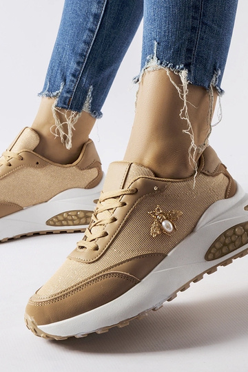 Sneakers marroni e bianche con filo decorativo Acciano
