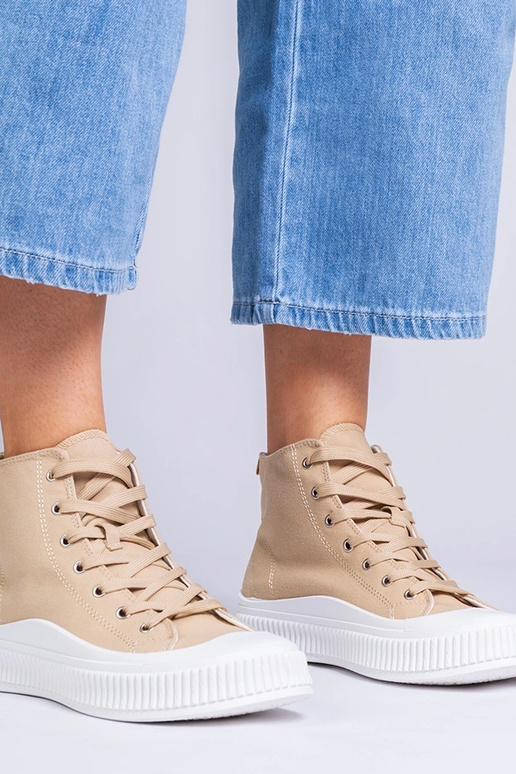 Ballerine grigio sabbia con plateau,...