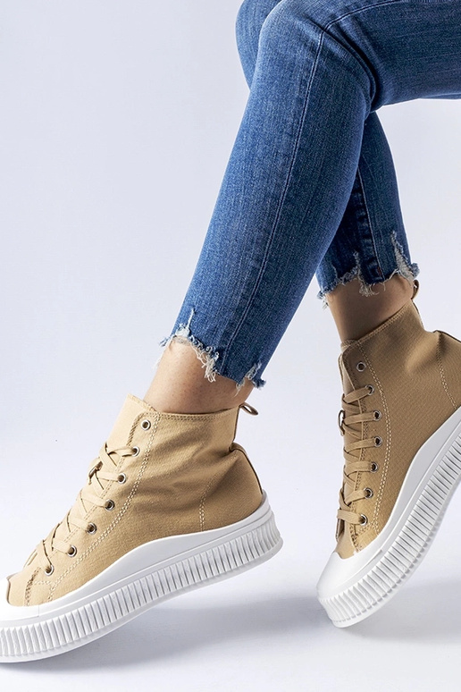 Ballerine grigio sabbia con plateau,...