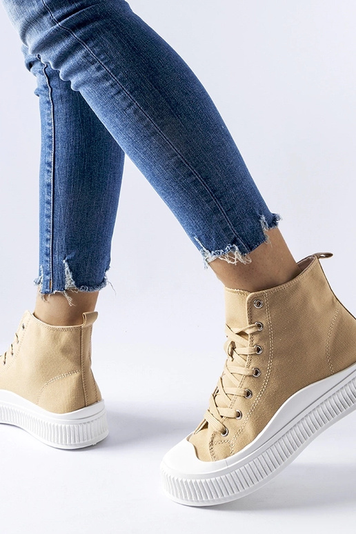 Ballerine grigio sabbia con plateau,...