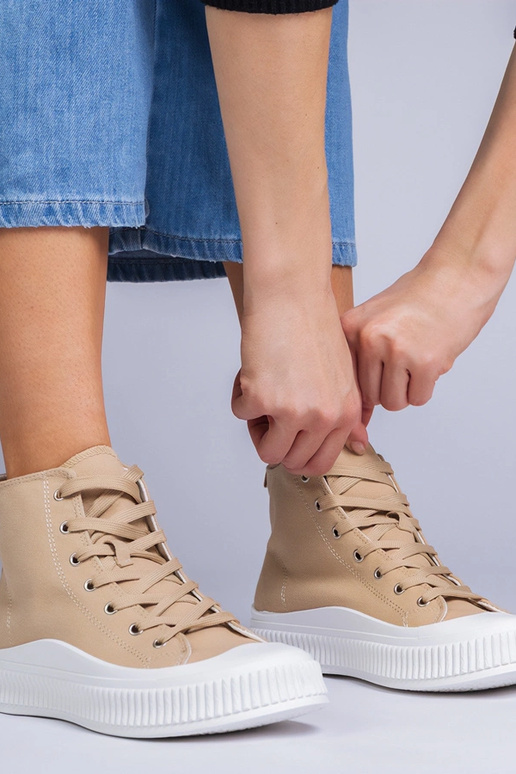 Ballerine grigio sabbia con plateau,...