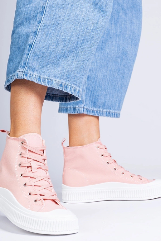 Ballerine rosa alte con plateau,...