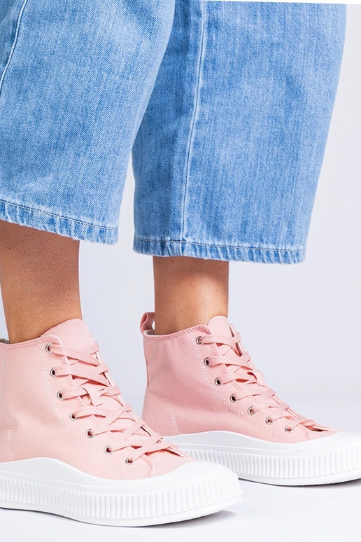 Ballerine rosa alte con plateau,...