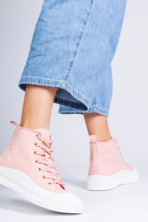 Ballerine rosa alte con plateau,...