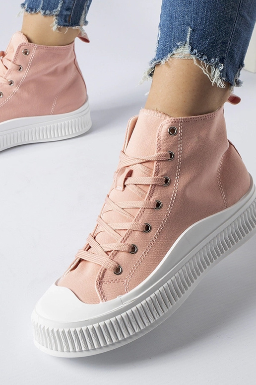 Ballerine rosa alte con plateau,...