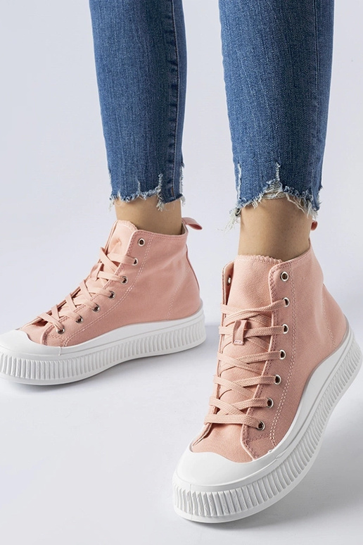 Ballerine rosa alte con plateau,...