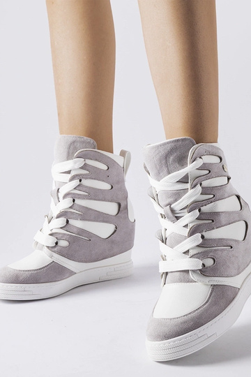 Scarpe sportive bianco-grigie con plateau, „Pantaleone"