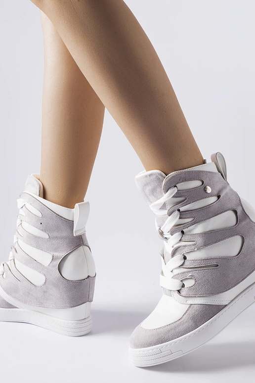 Scarpe sportive bianco-grigie con...