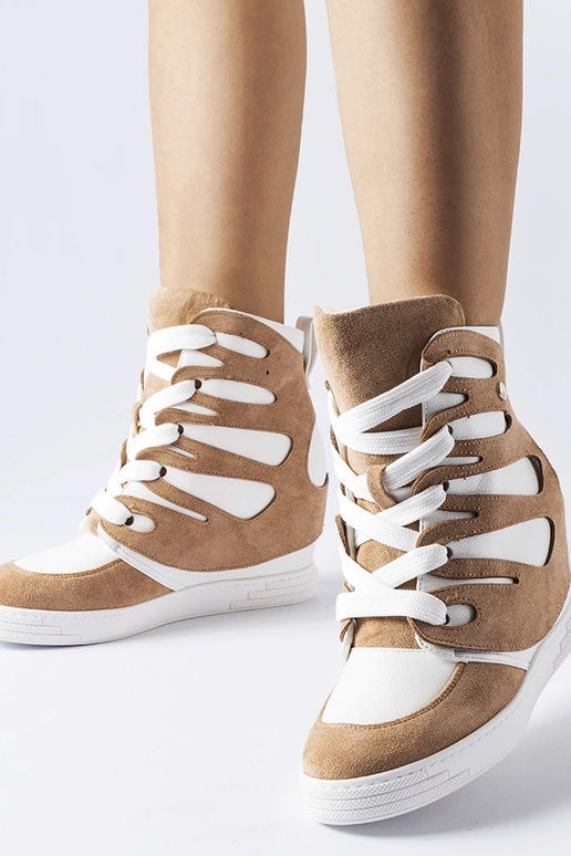 Sneakers con zeppa bianche e beige di...