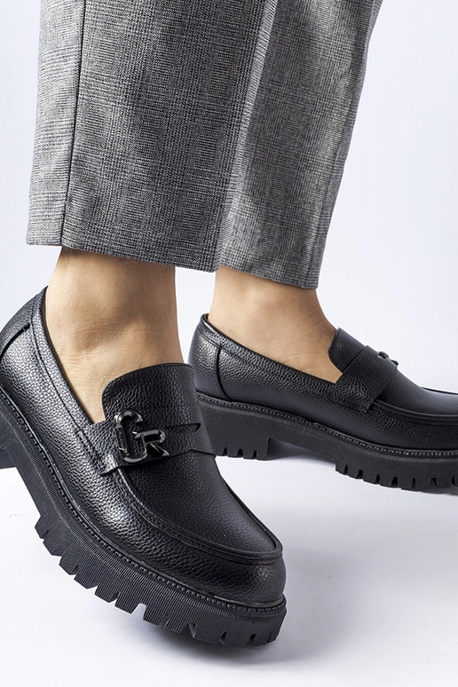 Mocassini classici neri con fibbia,...