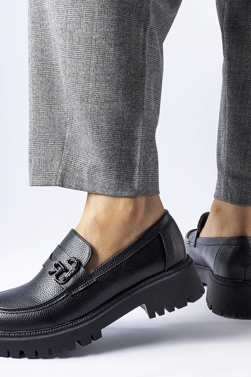 Mocassini classici neri con fibbia,...