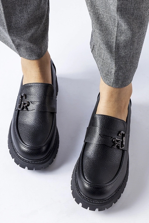 Mocassini classici neri con fibbia,...