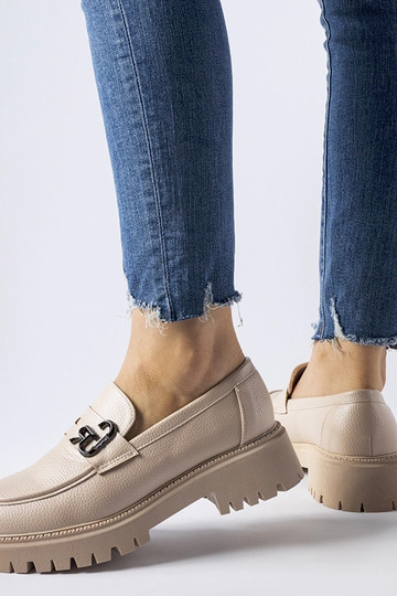 Mocassini classici beige con fibbia Francesca 2