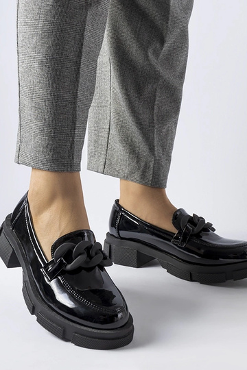 mocassini neri laccati con...