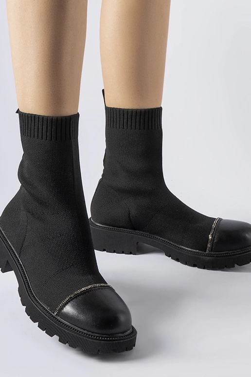 Stivali a calzino con strass Black Vail