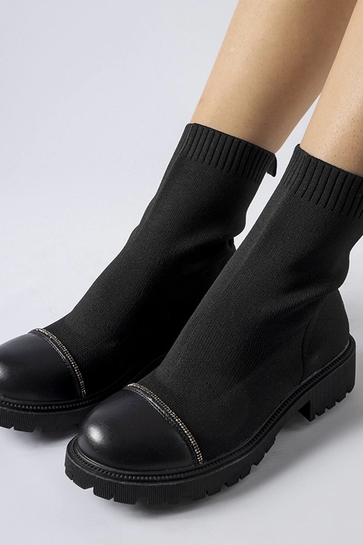 Stivali a calzino con strass Black Vail