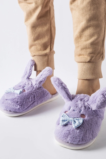 Pantofole viola con orecchie e fiocco Bruna