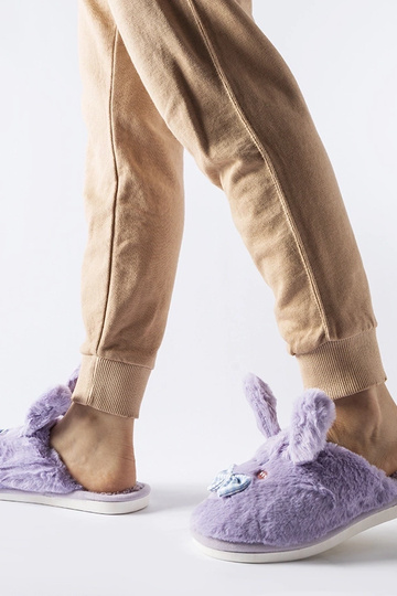 Pantofole viola con orecchie e fiocco Bruna 2