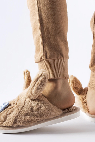 Pantofole beige con orecchie e fiocco Bruna 2