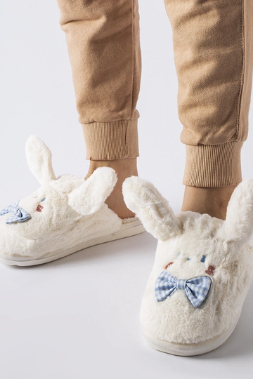 Pantofole bianche con orecchie e fiocco Bruna
