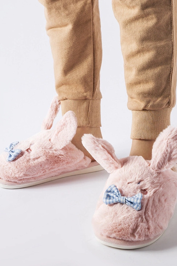 Pantofole rosa di Bruno con orecchie e fiocco 2