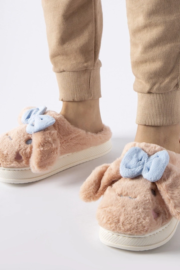 Pantofole calde rosa con orecchie e fiocco Gilda