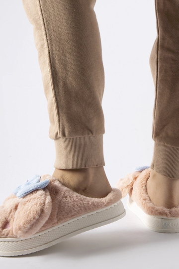 Pantofole calde rosa con orecchie e fiocco Gilda 2