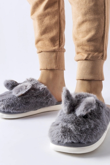 Pantofole calde grigie con...