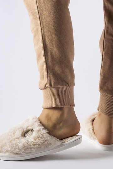 Pantofole calde beige con...
