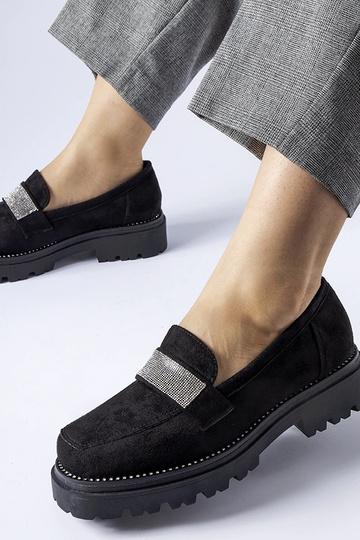 Scarpe con zirconio Nicholls in suede sintetico nere