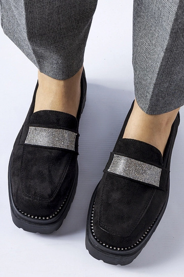Scarpe con zirconio Nicholls in suede sintetico nere 2