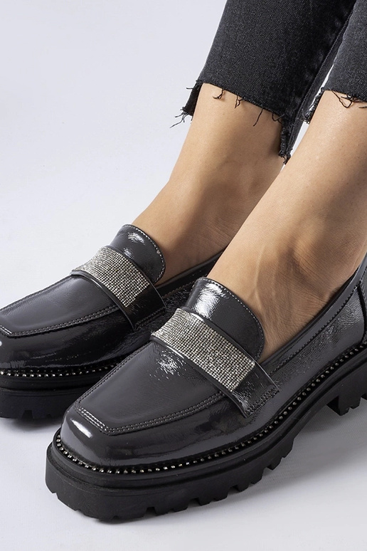 Mocassini lucidi grigio scuro Fecteau