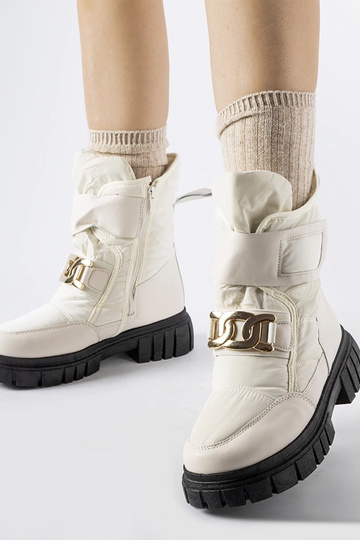 Stivali da neve beige con fibbia decorativa Athos